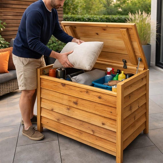 Plan: DIY Outdoor Deck Box mit Deckel (PDF)