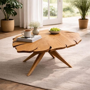 Modern Leaf Coffee Table Plans | DIY Monstera Wood Table PDF