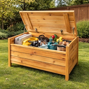 Modern Storage Chest Plan: DIY Outdoor Deck Box with Lid (PDF)