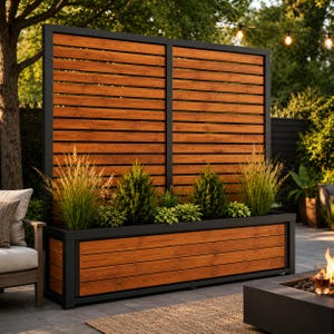 DIY Outdoor Privacy Screen Plans | Planter Box Wood Build Guide | Large Trellis Deck Divider PDF Plan | Step-by-Step Woodworking Craft