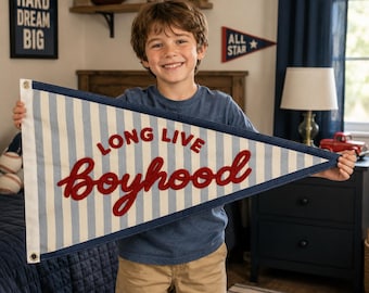 Stendardo ricamato a mano "Lunga vita all'infanzia", decorazione per la parete della cameretta dei ragazzi, decorazione per la stanza dei giochi dei bambini, decorazione per la stanza del dormitorio, decorazione per la cameretta dei bambini.
