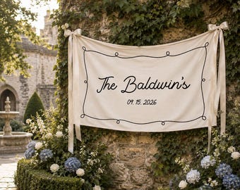 Fabric Wedding Welcome Sign,Custom Romantice Ceremony Reception Banner,Custom Linen Garden Signage,Wedding Sweetheart Table Signs