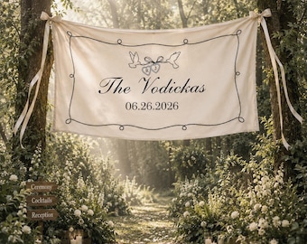 Cartello di benvenuto per matrimonio in tessuto, cartello di benvenuto per matrimonio moderno, tessuto, lino, cerimonia di matrimonio personalizzata, cartello di benvenuto per matrimonio boho, cartello per cerimonia