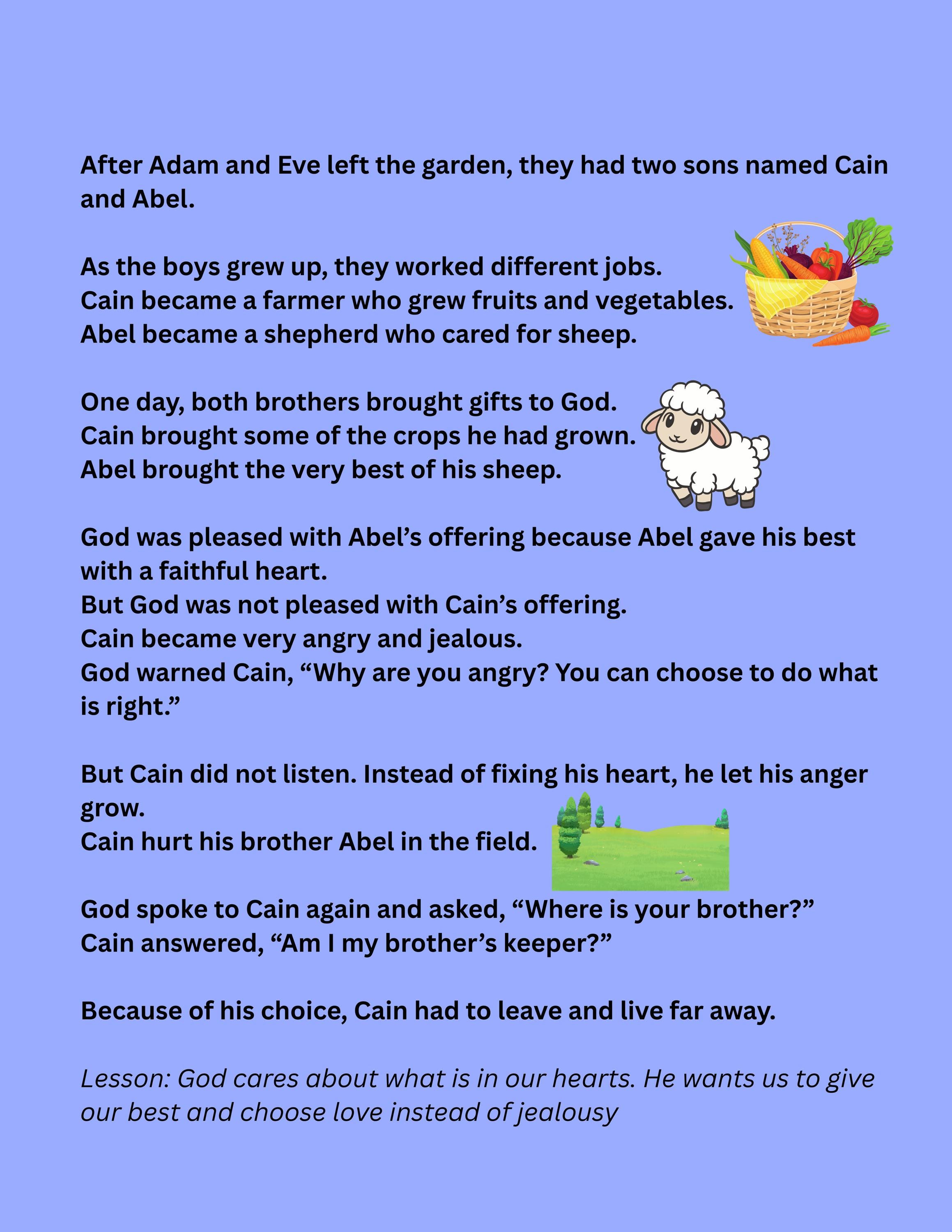 Cain and Abel Coloring Page, Genesis 4 Bible Lesson (PDF) - Etsy
