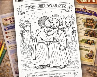 Judas Betrays Jesus Coloring Page | Holy Week Bible Activity (PDF Download)