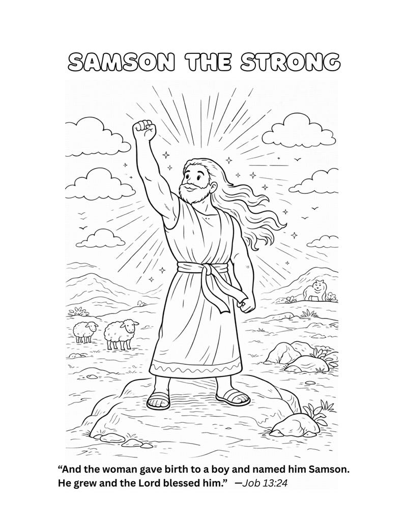 Samson and Delilah Bible Lesson, Kids Coloring Pages, Sunday School Activity (PDF Download) image 2