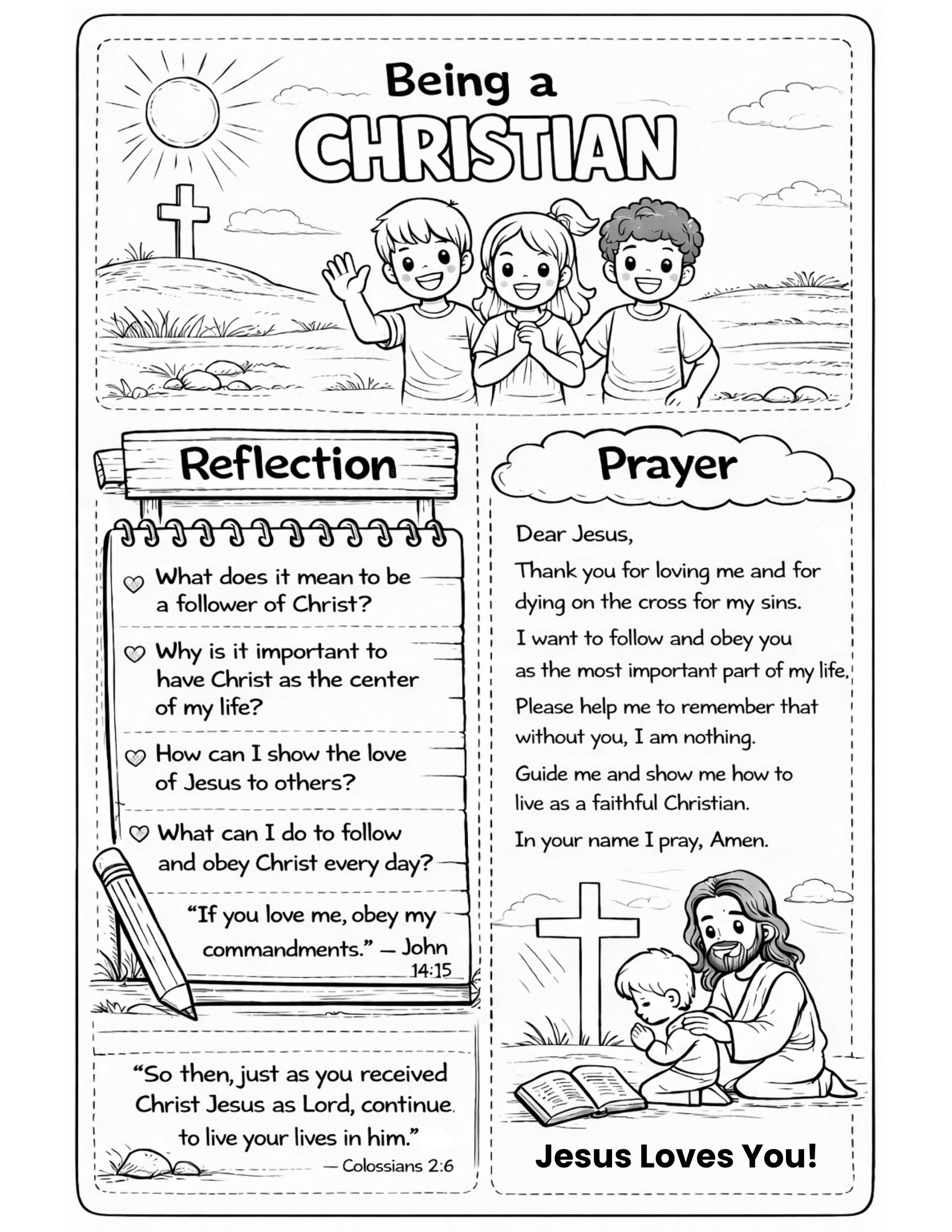 Christian Meaning Worksheet for Kids | Without Christ I Am Nothing