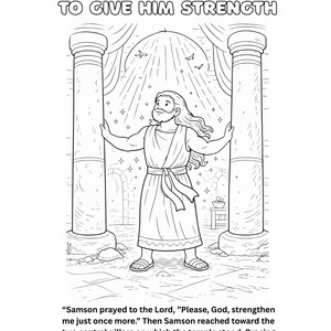 Samson and Delilah Bible Lesson, Kids Coloring Pages, Sunday School Activity (PDF Download) image 3