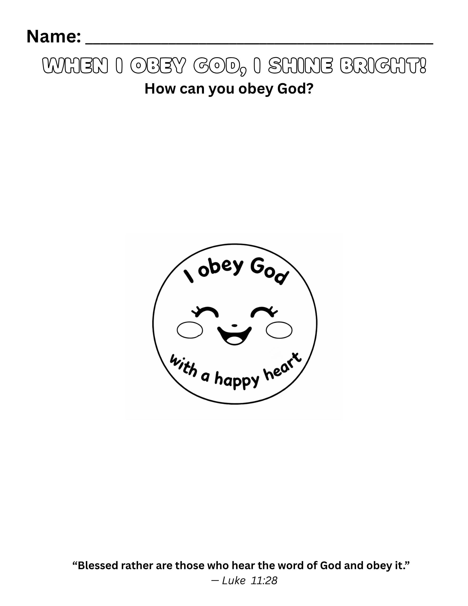 Lessons Obay Obedience to God Cut & Paste Craft Printable | Christian Kids Activity ...