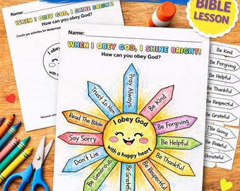 Obedience To God Cut & Paste Craft Printable | Christian Kids Activity | Bible Lesson Worksheet | Sunday School Craft | Obey God Coloring