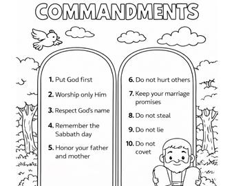 Ten Commandments Activity Pack for Kids | Bible Lesson Printable (PDF Download)