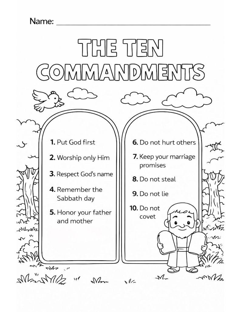 Ten Commandments Activity Pack for Kids | Bible Lesson Printable (PDF ...