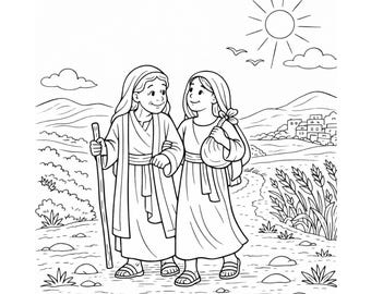 Ruth and Naomi Bible Story Printable | Coloring Page, Maze, Reflection Questions (PDF)