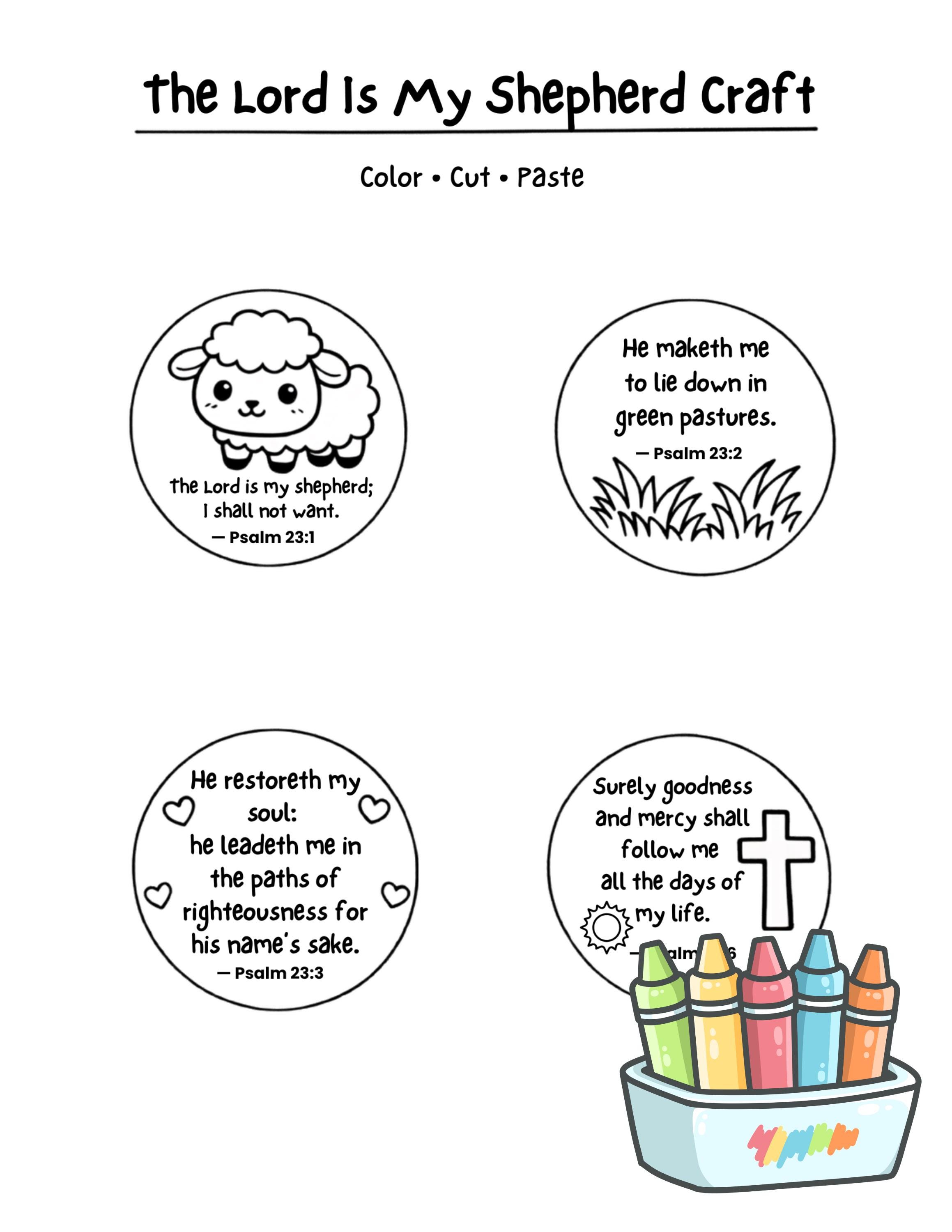 Psalm 23 Shepherd Craft Printable | the Lord is My Shepherd Bible ...