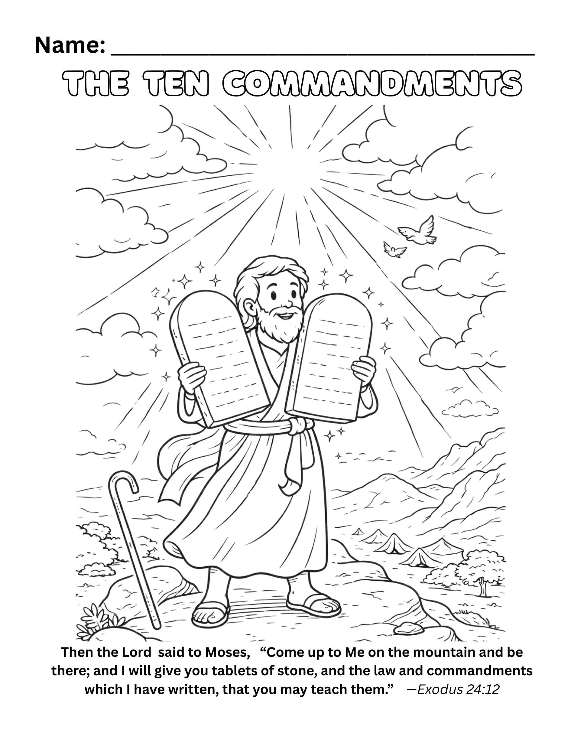 Ten Commandments Activity Pack for Kids | Bible Lesson Printable (PDF ...