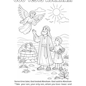 God Tests Abraham Coloring Page, Bible Story for Kids, Sunday School Activity (PDF)
