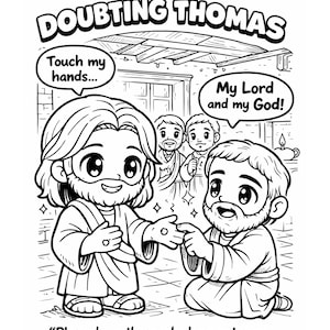 Doubting Thomas Bible Activity for Kids, Sunday School Lesson Printable, Faith Craft Coloring Tracing Worksheet Bundle PDF