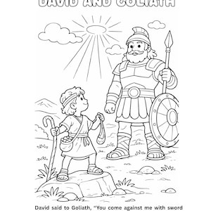 David Goliath Coloring Page, Bible Story Activity (PDF Download)