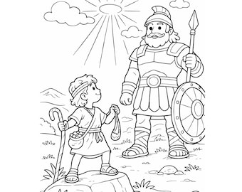 David Goliath Coloring Page, Bible Story Activity (PDF Download)