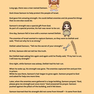 Samson and Delilah Bible Lesson, Kids Coloring Pages, Sunday School Activity (PDF Download) image 4