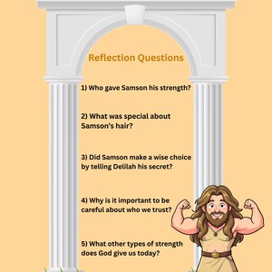 Samson and Delilah Bible Lesson, Kids Coloring Pages, Sunday School Activity (PDF Download) image 5