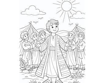 Joseph's Coat Coloring Page, Bible Story, Christian Homeschool (PDF Download)