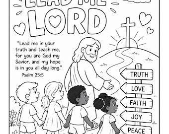 Lead Me Lord Printable Activity Pack | Christian Worksheet Kids | Bible Craft Psalm 25:5 | Sunday School Coloring, Tracing, Maze, Prayer