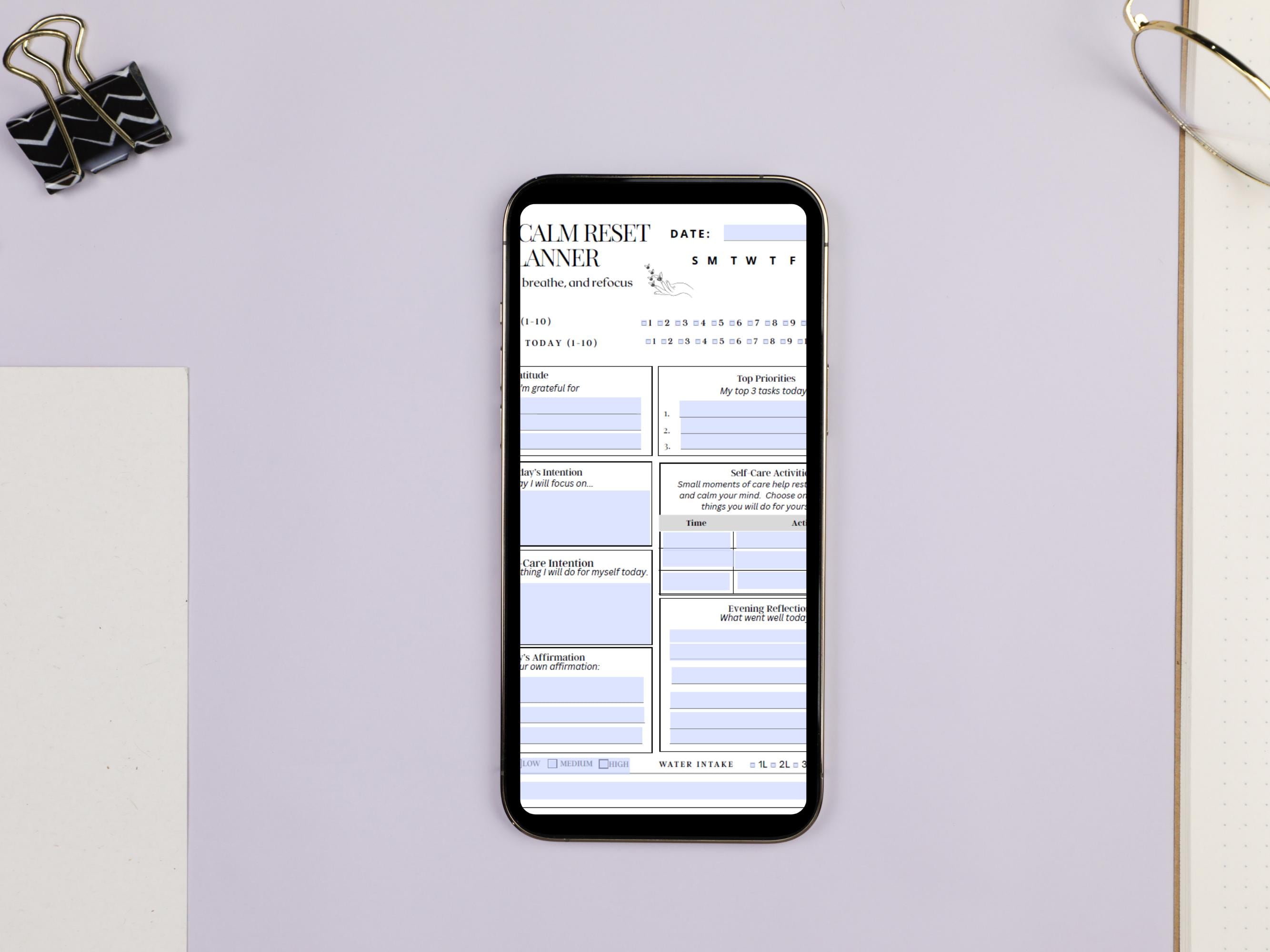 Daily Calm Reset Planner Printable | Mental Health Planner PDF | Stress ...