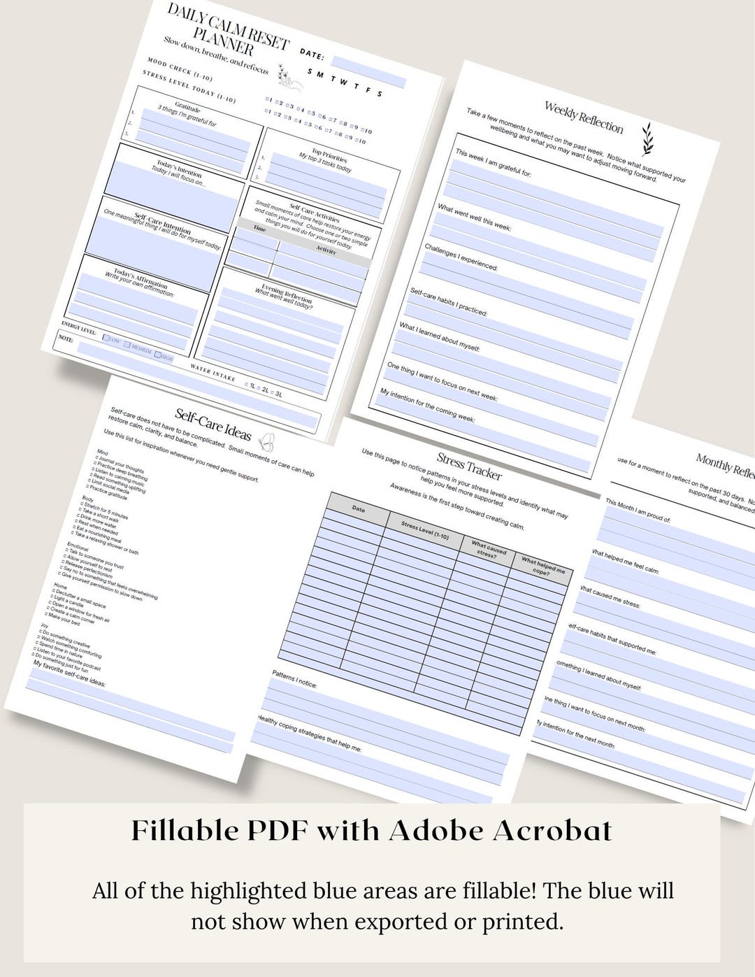 Daily Calm Reset Planner Printable | Mental Health Planner PDF | Stress ...