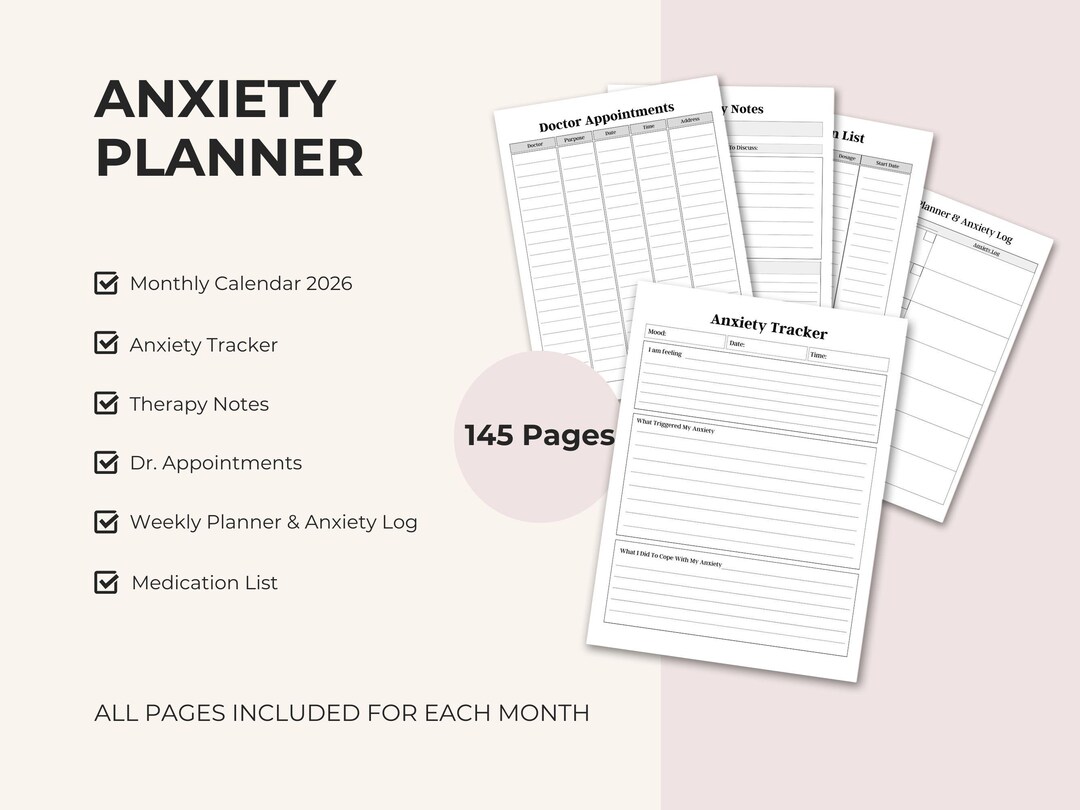 Anxiety Planner Printable | Mental Health Journal | Therapy Notes ...