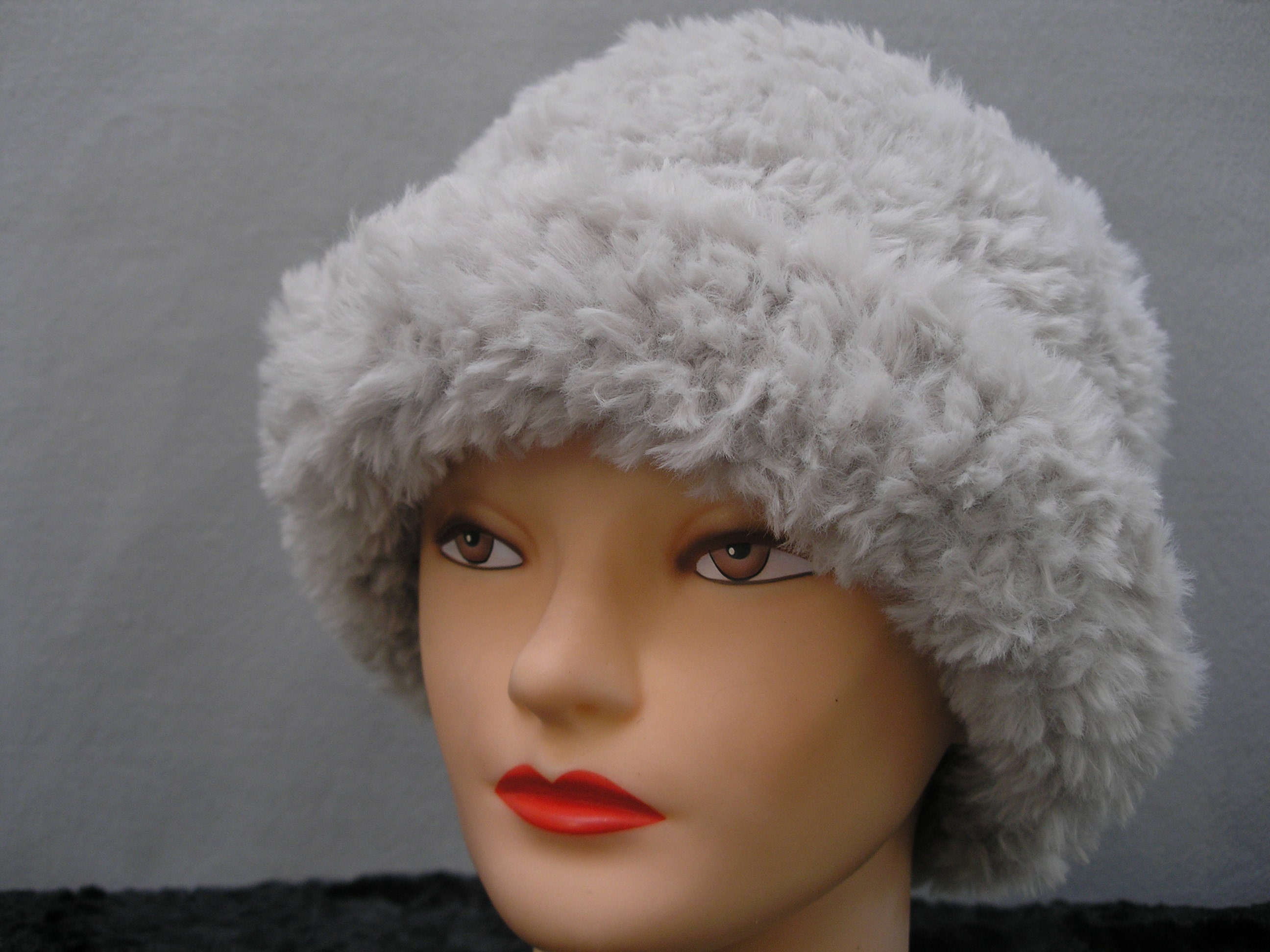 Silver faux fur hat / Animal print hat / Soft fur hat / /Faux Etsy