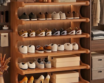 Standalone Bamboo Shoe Organizer for Entryway | Compact Shoe Rack for Hallways & Closets | Easy Assembly, 4-Pair Capacity