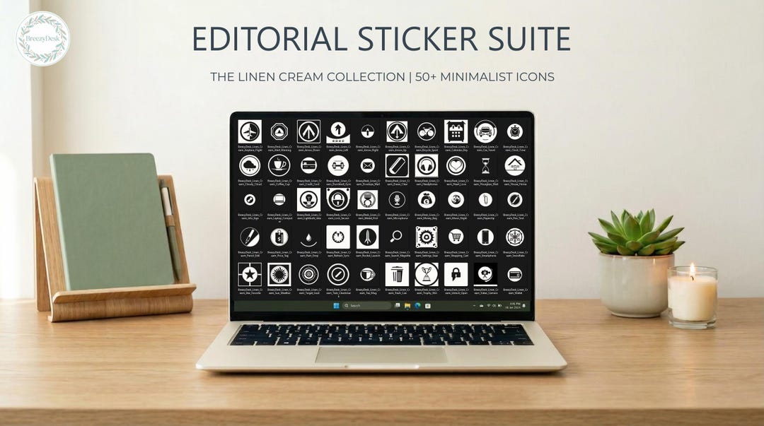 Digital Planner Stickers Goodnotes | Paper Flow Linen Cream | 50+ PNG ...