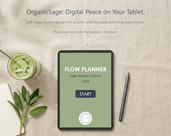 Agenda digitale 2026 OrganicSage, agenda estetica per iPad, PDF interattivo per GoodNotes, agenda giornaliera per Mac e Windows, formato A4 stampabile.