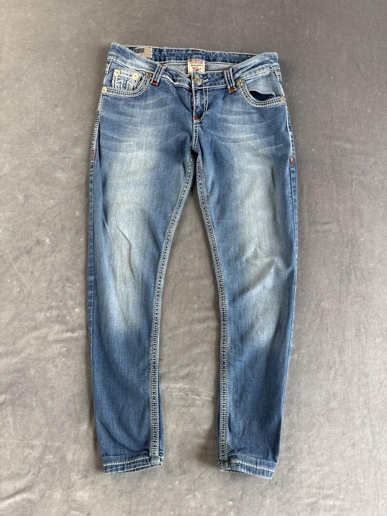 True religion jeans low waist W32 blue denim horseshoe pockets image 4