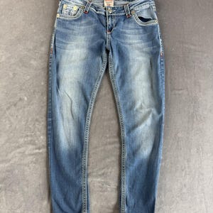 True religion jeans low waist W32 blue denim horseshoe pockets image 2