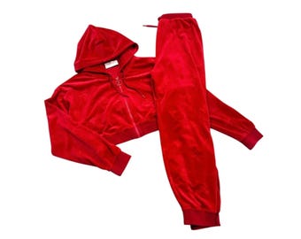 Juicy Couture Y2K Velour Tracksuit - Red - Size M