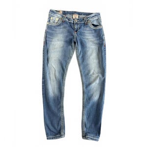 True religion jeans low waist W32 blue denim horseshoe pockets image 1