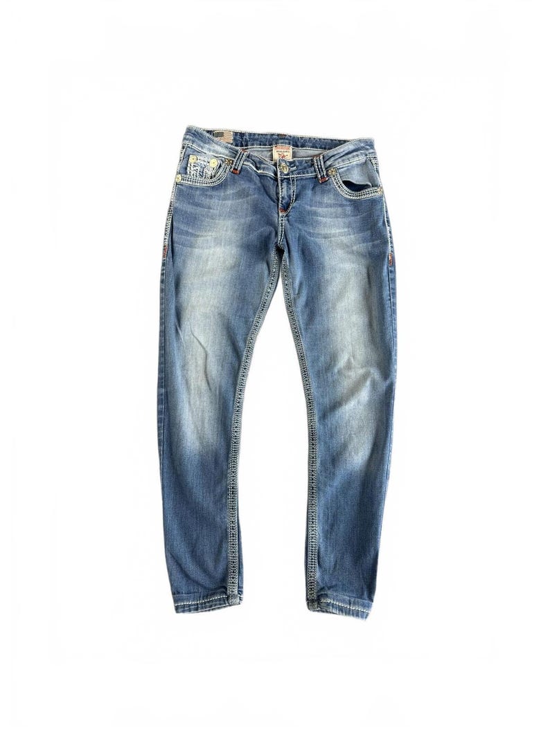 True religion jeans low waist W32 blue denim horseshoe pockets image 1