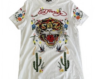 Ed Hardy Rhinestone White T-shirt