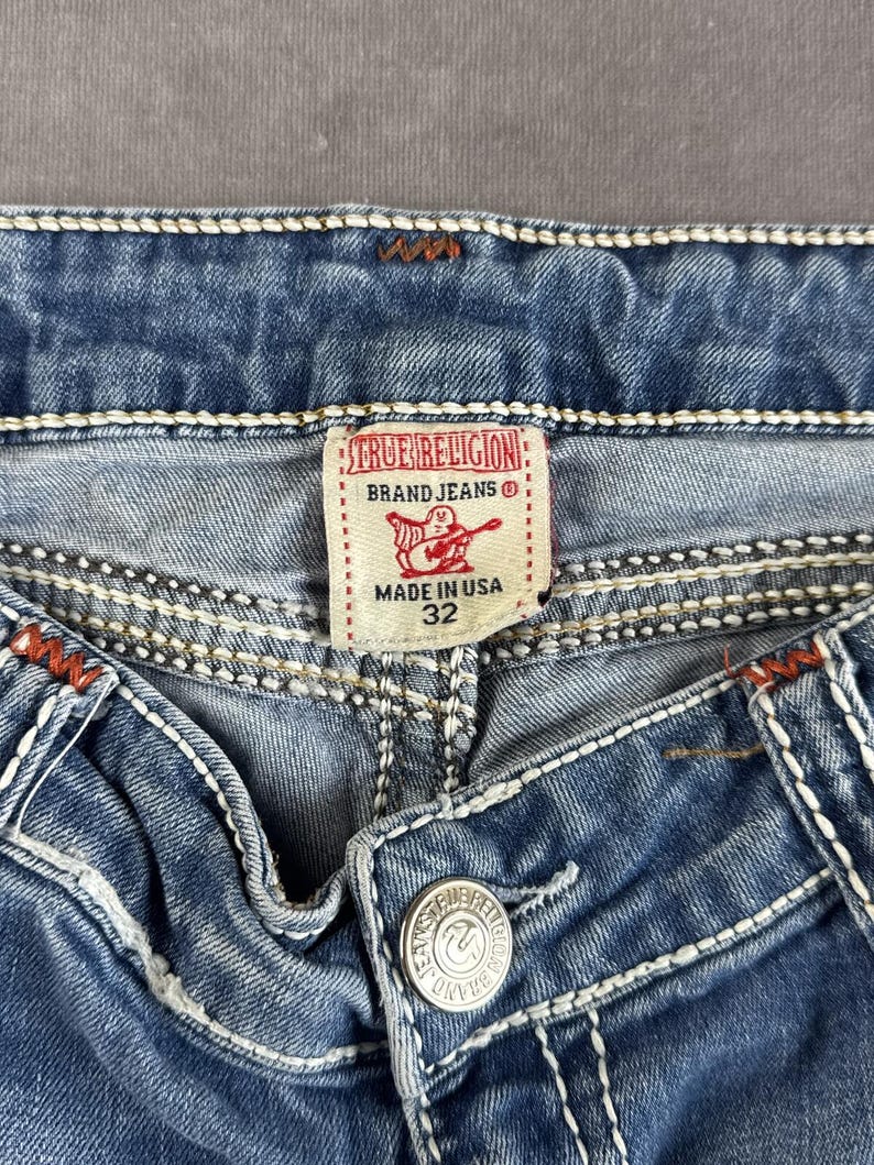 True religion jeans low waist W32 blue denim horseshoe pockets image 5