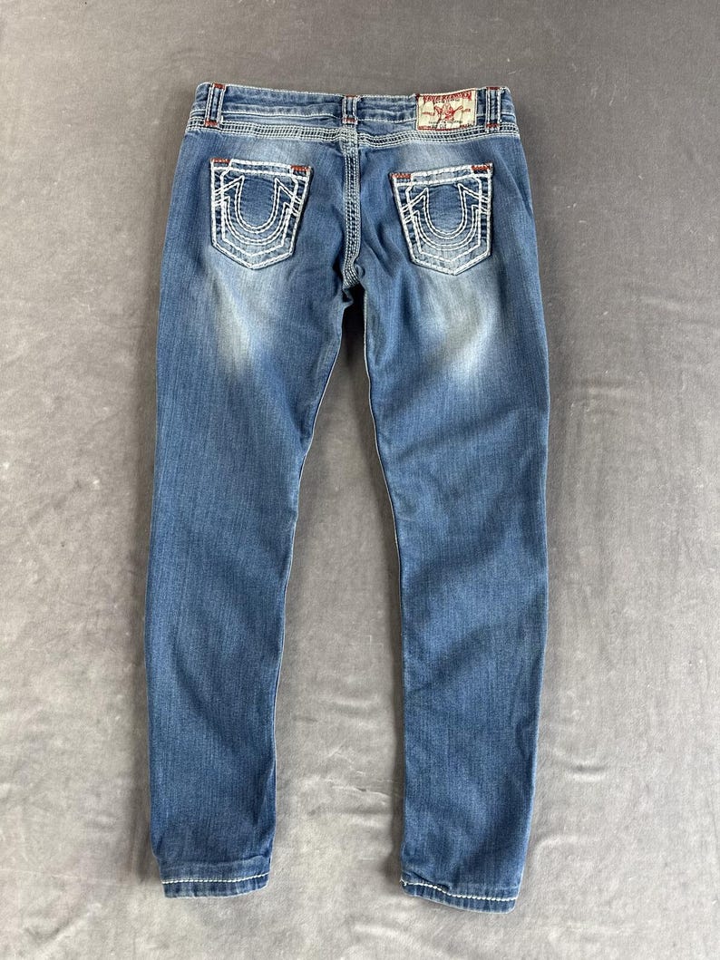 True religion jeans low waist W32 blue denim horseshoe pockets image 9