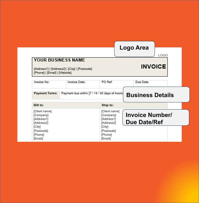 Invoice Template | Compact Pale Minimal | Editable Word + PDF | A4 + US ...