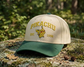 Funny Poke Pikachu Embroidered Anime Trucker Cap - Kawaii Streetwear Hat for Anime Fans, Custom Embroidery Design, Gift, Daily Wear
