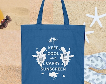 Funny redhead retro slogan tote bag, recycled cotton canvas beach bag, Keep Calm and Carry On ginger joke, vintage British summer gift