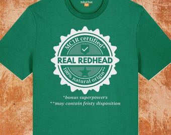 Redhead joke organic cotton T-shirt unisex, funny Real Redhead graphic top, novelty ginger gift idea
