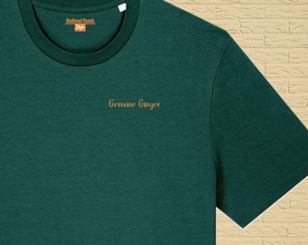 Genuine Ginger organic cotton T-shirt unisex, minimalist small logo, natural red hair top, ginger pride shirt, redhead gift idea