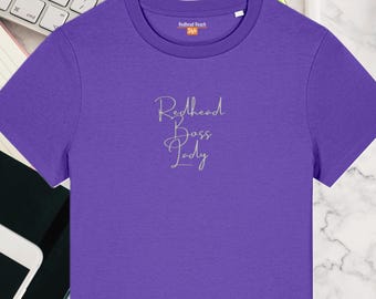 Redhead Boss Lady organic cotton T-shirt, minimalist female entrepreneur top, empowered ginger woman shirt, girl power, feminist gift idea