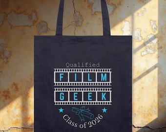 Film graduation organic tote bag, Class of 2026, movie school grad gift, student filmmaker present idea, funny degree graduate bag