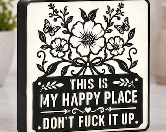 Floral Light Box – “Happy Place” LED Sign, Butterfly Cottagecore Decor